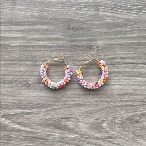 Red and Pink Gradient Hoop Earrings